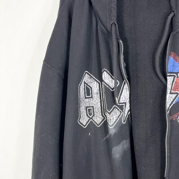 AC/DC Plus Size 2X Jacket Hooded Pockets Manchester Skull Graphic‎ Black B - Picture 7 of 9